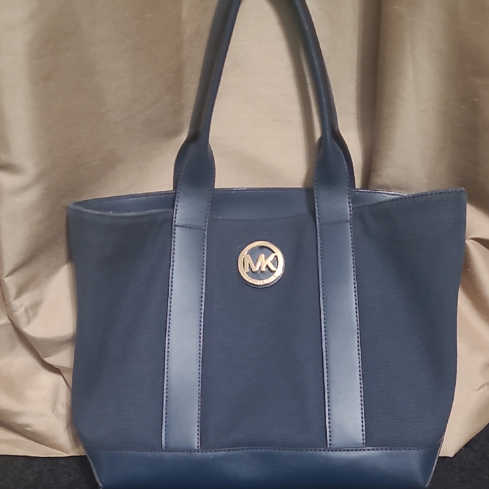 Michael Kors Dark Blue Tote with Gold Logo